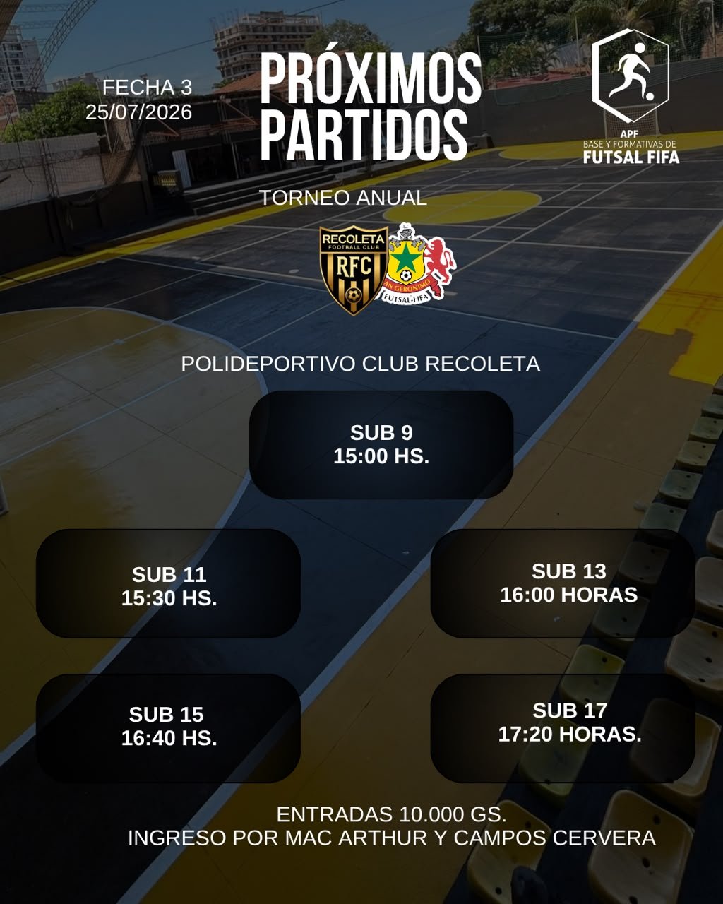 LAS FORMATIVAS RECIBEN A SAN GERONIMO POR LA TERCERA FECHA